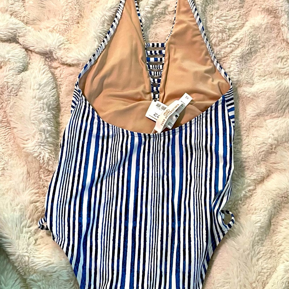 Blue and white one piece